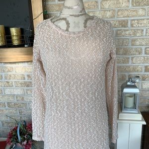 Aeropostale pink/ cream popcorn sparkle sweater size XS